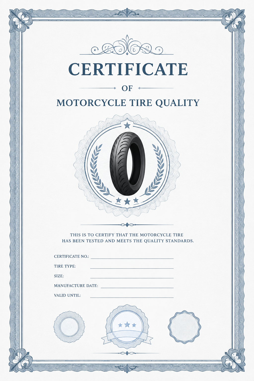Quality certificate placeholder